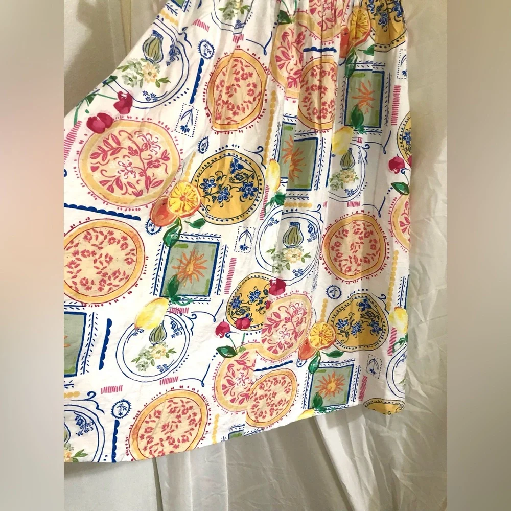 Fruit Celestial multi print boho‎ self tie waist buttoned  skirt size large new